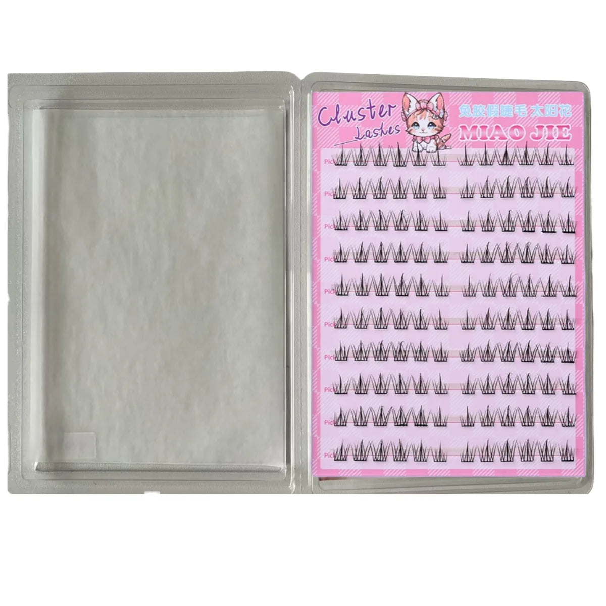 MIAOJIE No-Glue False Eyelashes – Easy 3-Step DIY Natural Look, Lightweight Reusable Lashes for Beginners, Sunflower Design