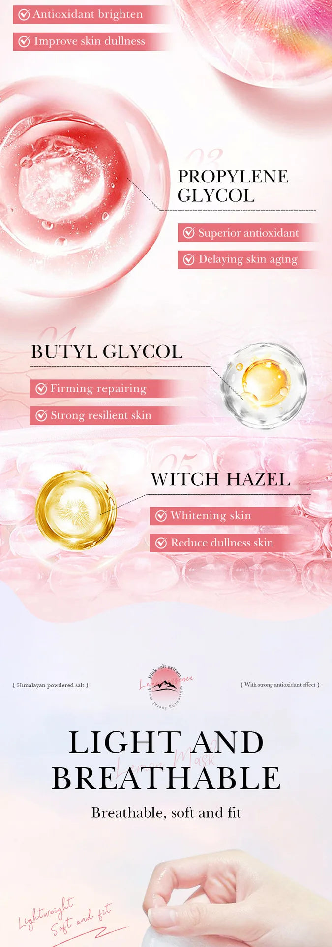 5pcs SADOER Himalayan Pink Salt Face Mask – Hydrating, Brightening & Firming Facial Skincare Treatment