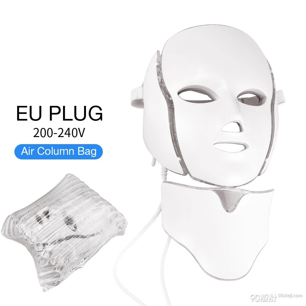 7-Color LED Face & Neck Light Therapy Mask – Electric Facial Skincare Mask with Remote Control