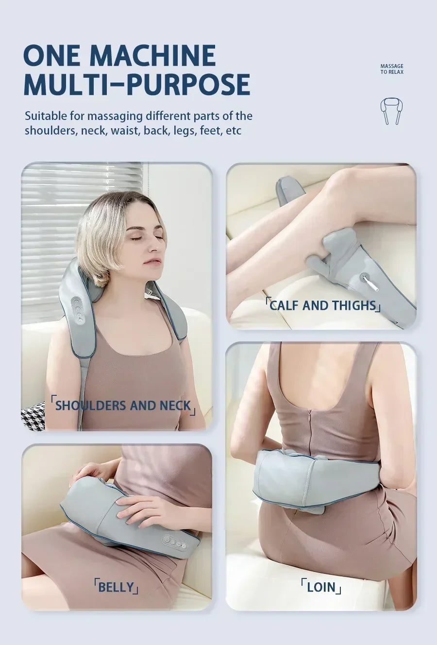 Smart Electric Heated Neck Massager Shawl – Portable Shiatsu Kneading Device for Muscle Relief & Relaxation