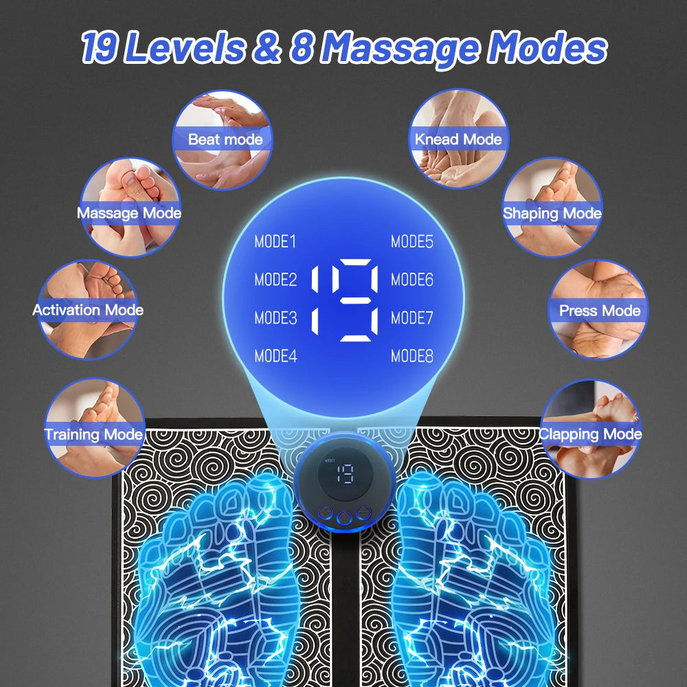 Electric EMS Foot Massager Pad – Muscle Stimulator Massage Mat, USB Rechargeable, for Foot Relaxation & Circulation Improvement