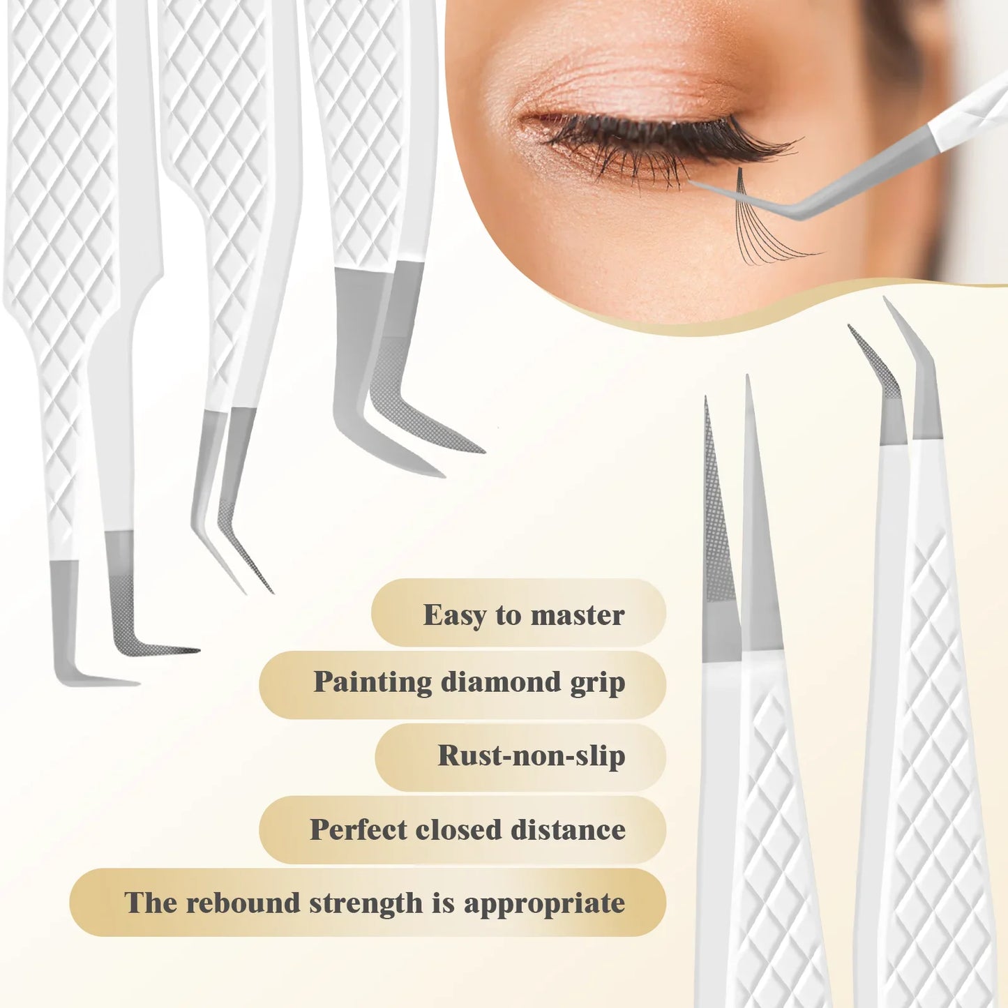 Eyelash Extension Tweezers with Fiber Tips – High-Precision, Anti-Static Lash Tools for Makeup Artists