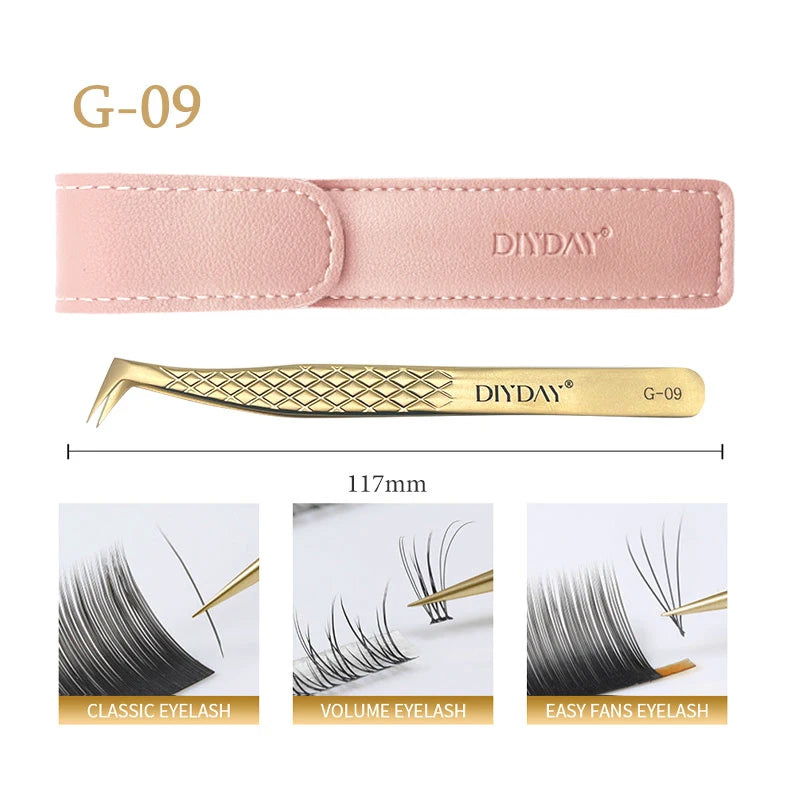DIYDAY Anti-Slip Eyelash Extension Tweezers – Stainless Steel Fiber Tip Precision Lash Tool