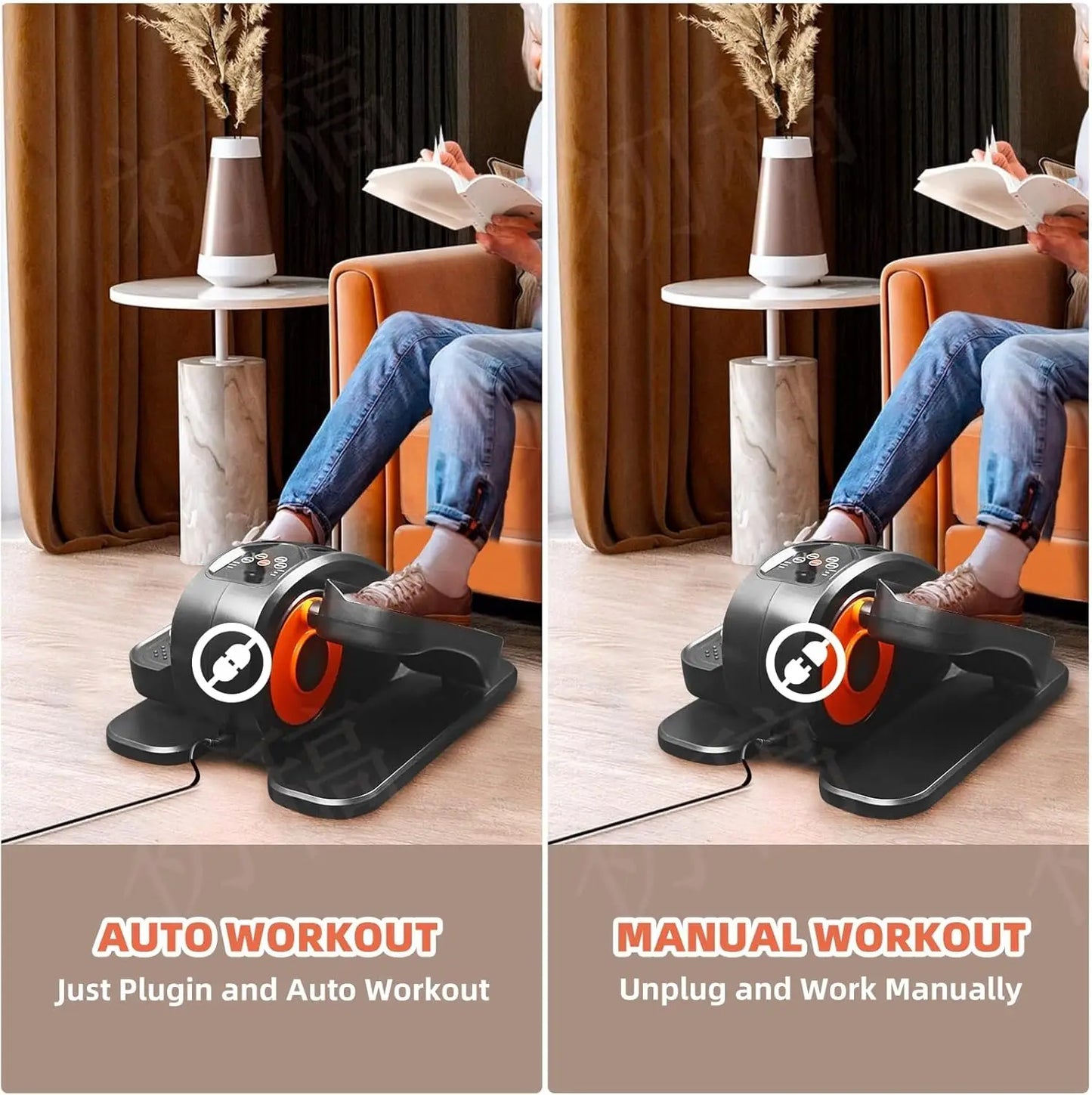 Under Desk Elliptical - Portable Leg Exerciser for Seniors, Compact Seated Elliptical with Remote Control, LCD Display Electric