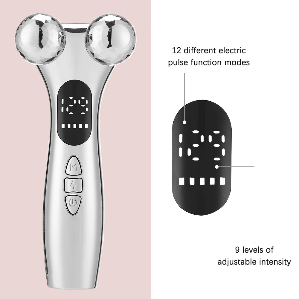 Rechargeable Facial & Body Massager with LED Display – Microcurrent Vibration Tool for Relaxation and Skincare