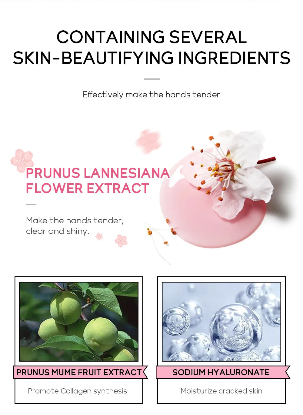 LAIKOU Sakura Hand Cream – Whitening, Anti-Wrinkle, Moisturizing, Anti-Crack, 30g Korean Skincare