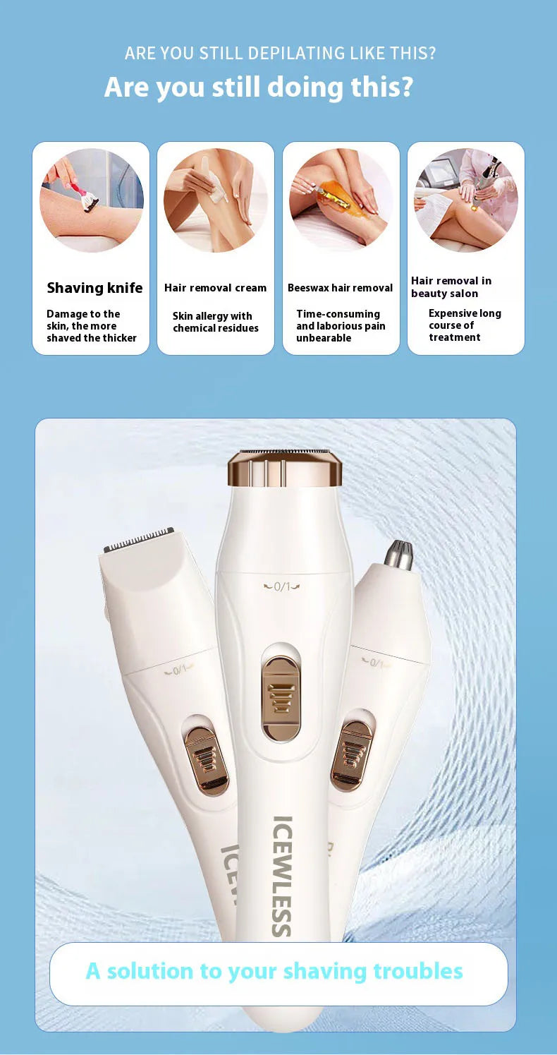 Electric Hair Trimmer for Women – Waterproof, Painless Razor for Bikini, Arms, Legs, and Face Hair Removal