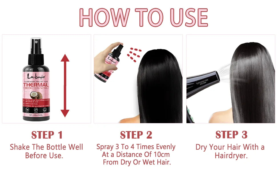 Thermal Protection Spray for Hair – Heat Protectant Serum with UV Defense, Moisturizing Leave-In Conditioner for Women