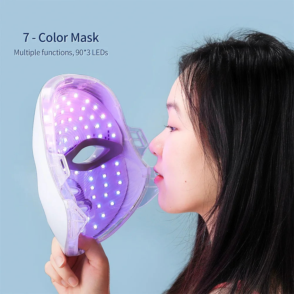 Rechargeable 7-Color LED Facial & Neck Beauty Massager – Skin Rejuvenation & Toning Device