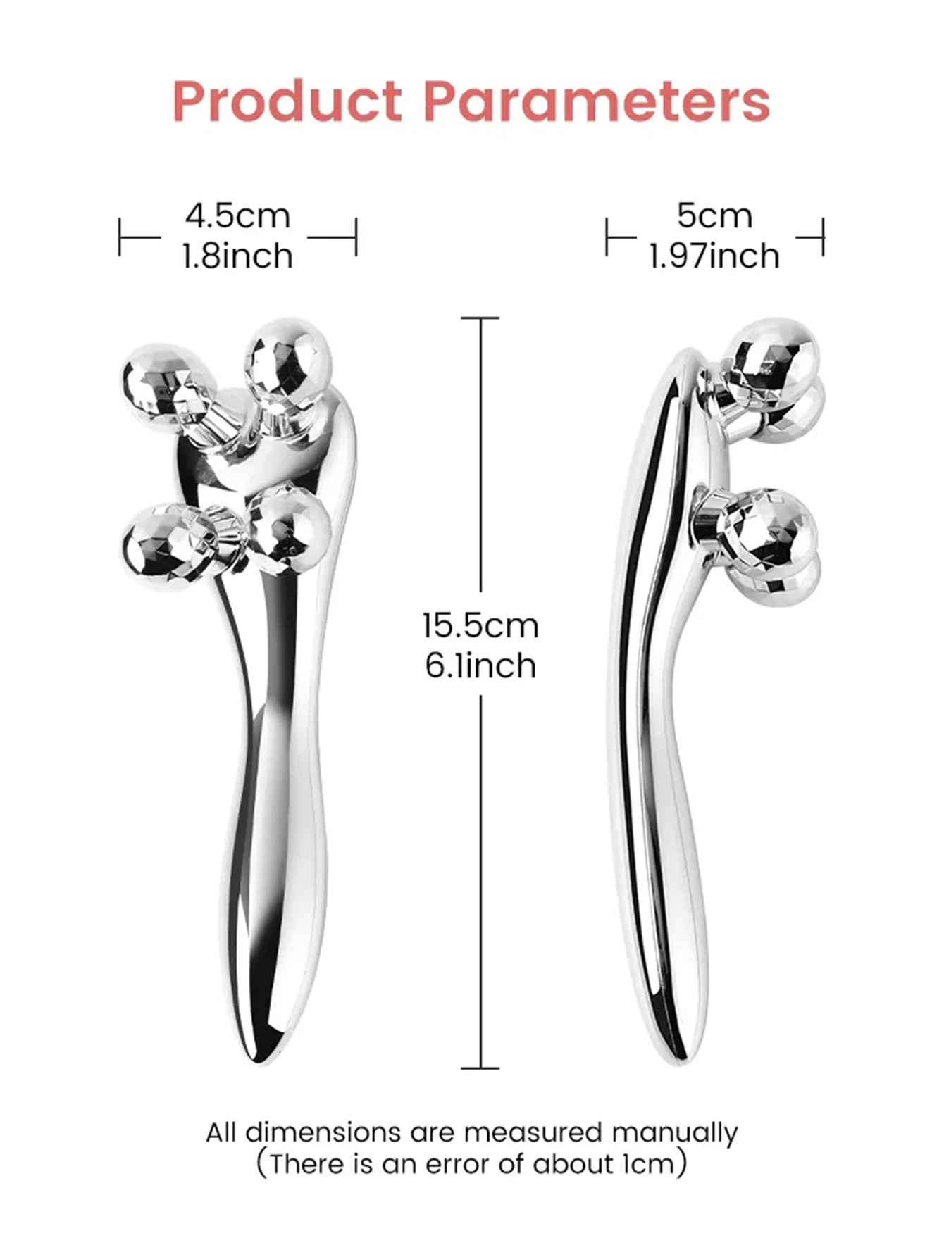 4D Y-Shaped Face-Lift Roller – Silver Facial Massager for Wrinkles, Eye, Neck & Muscle Relaxation