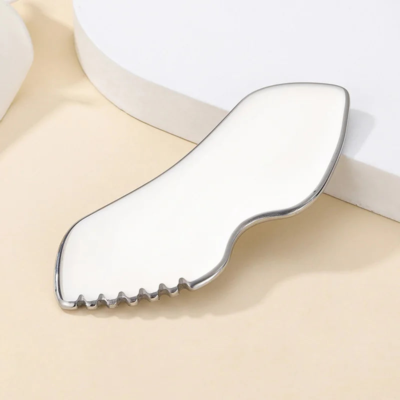 6-Piece Stainless Steel Facial Care Tool Set – Ice Roller, Gua Sha Scraper & Storage Bag