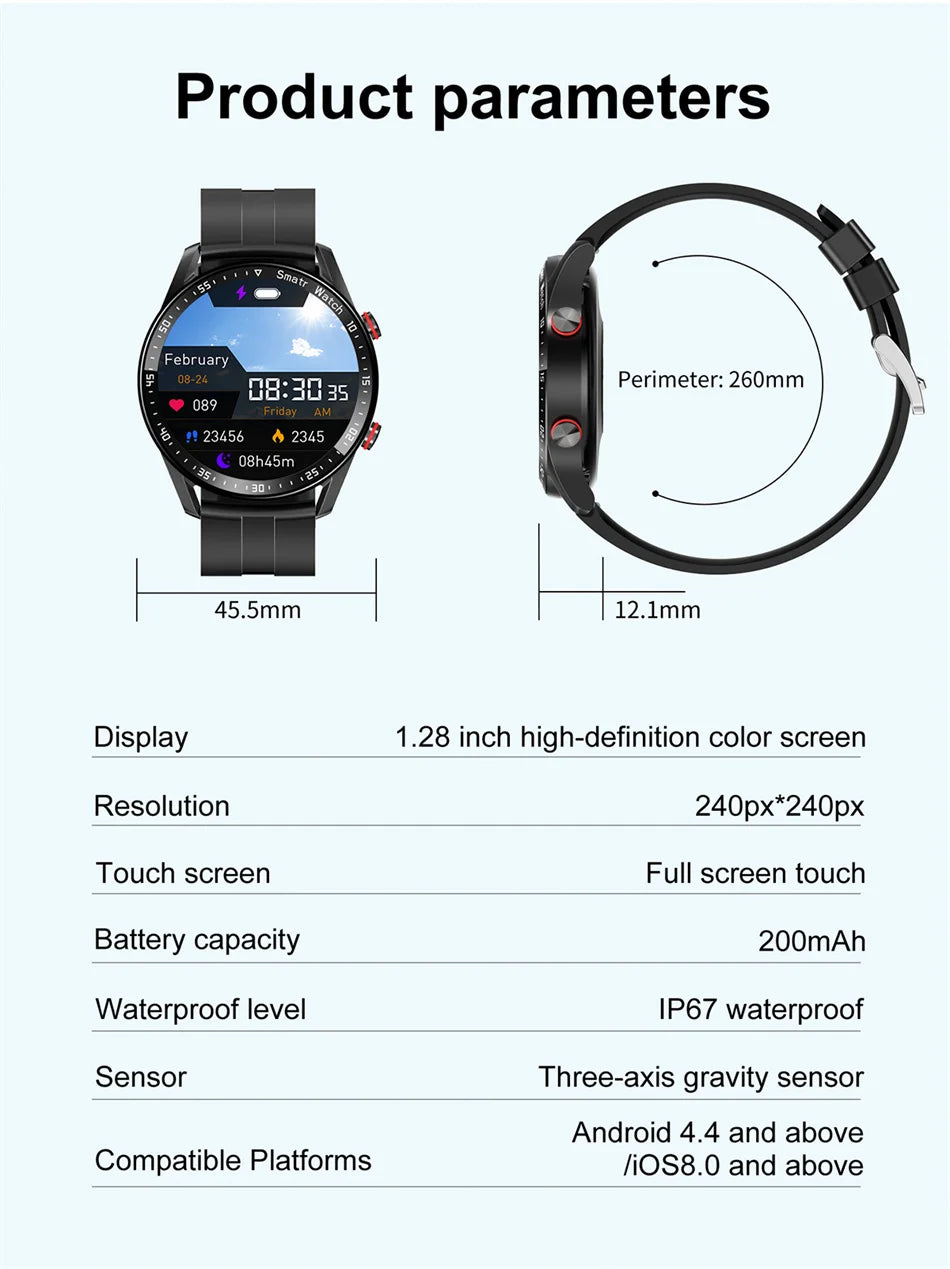 Men’s Bluetooth Smart Watch | Fitness & Activity Tracker | Call & Message Alerts | Waterproof Sports Smartwatch with Box