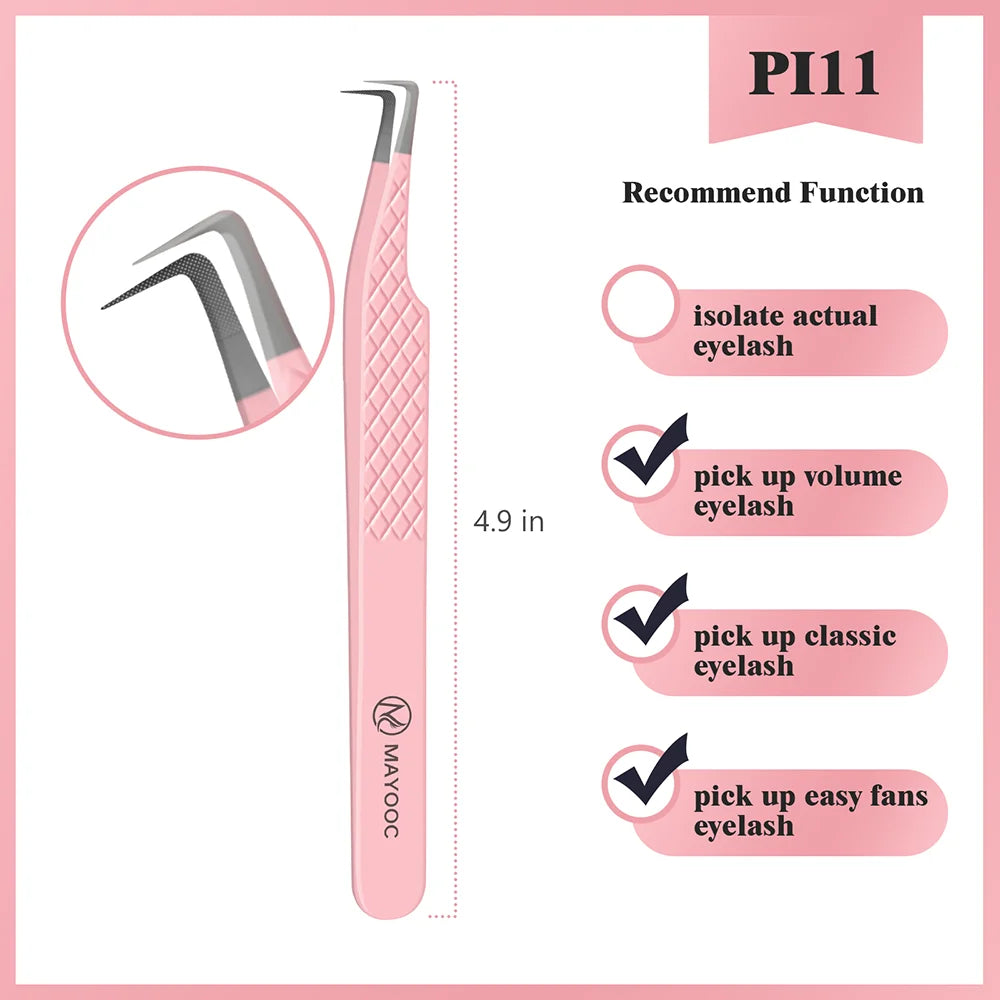 Eyelash Extension Tweezers with Fiber Tips – High-Precision, Anti-Static Lash Tools for Makeup Artists