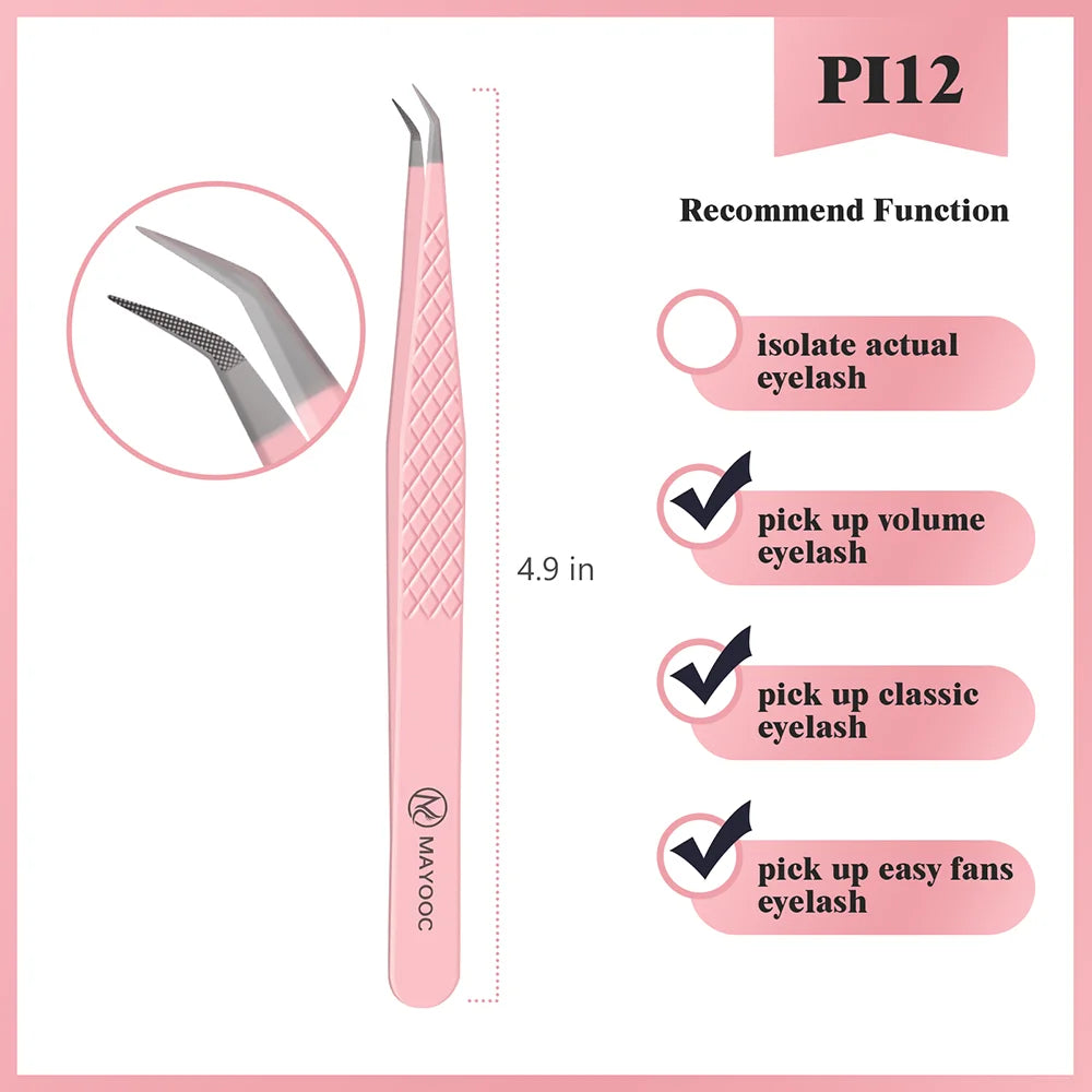 Eyelash Extension Tweezers with Fiber Tips – High-Precision, Anti-Static Lash Tools for Makeup Artists