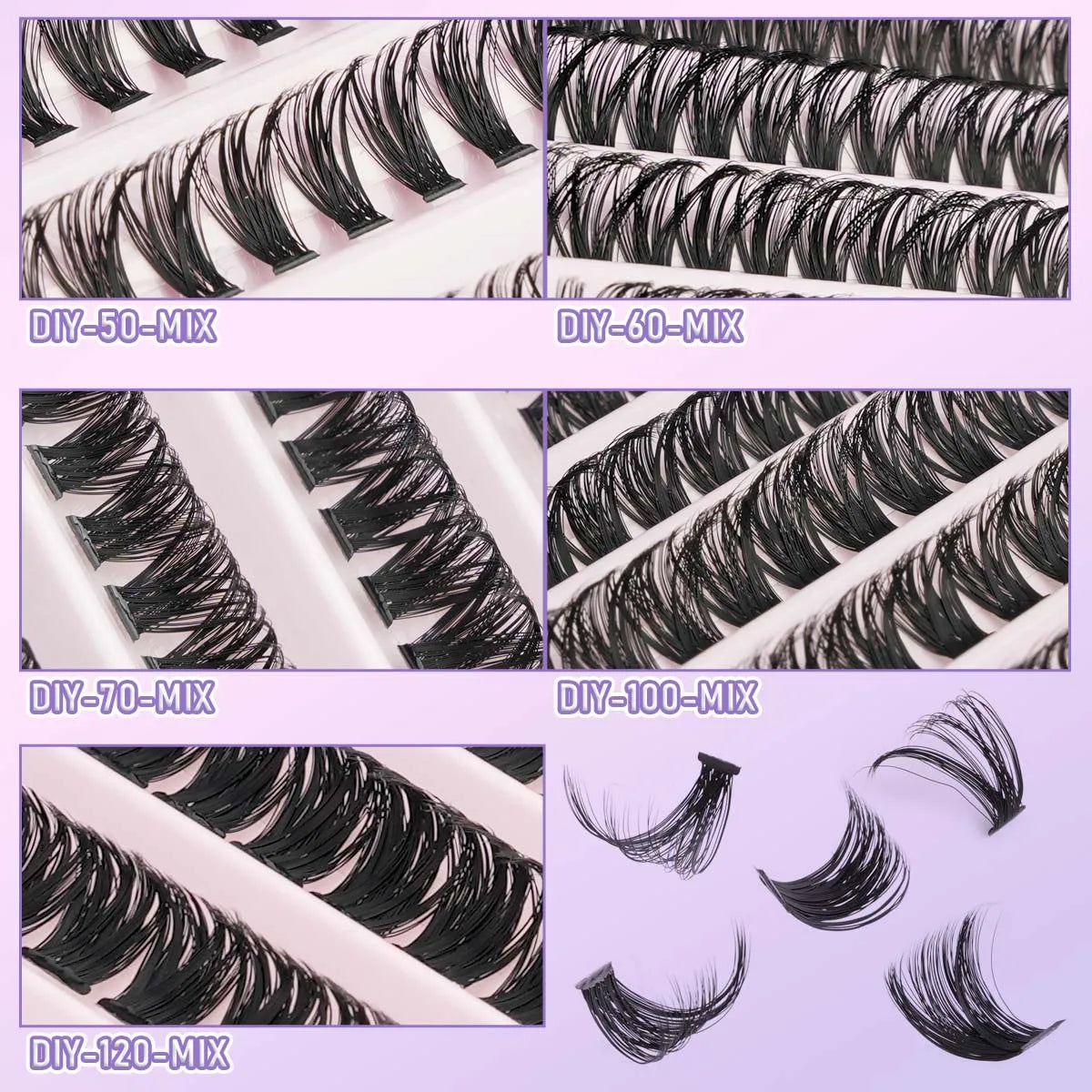 DIY Lash Clusters Extension Kit – Individual Eyelash Set (5–16mm) with Bond, Seal & Applicator Tool
