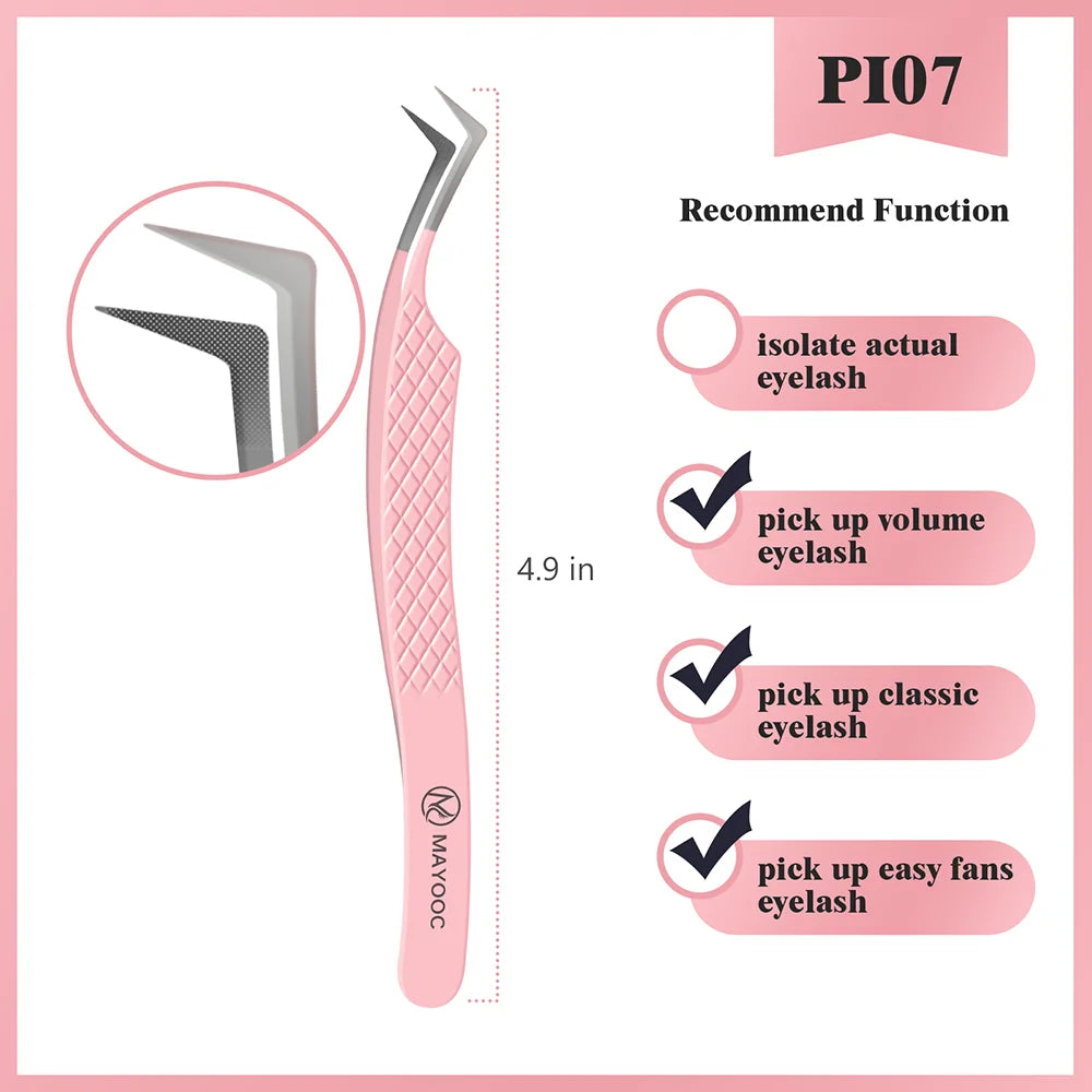 Eyelash Extension Tweezers with Fiber Tips – High-Precision, Anti-Static Lash Tools for Makeup Artists