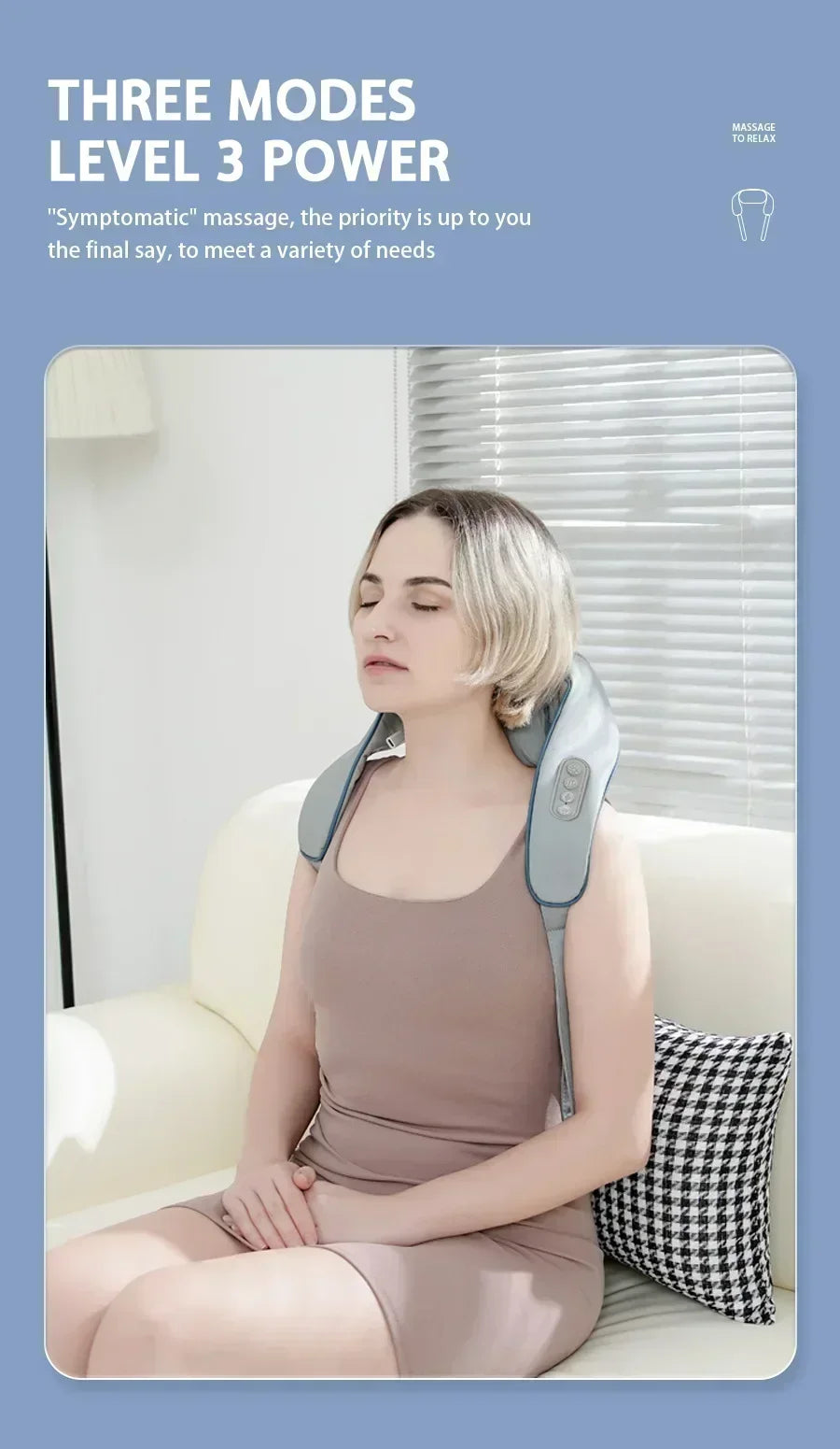 Smart Electric Heated Neck Massager Shawl – Portable Shiatsu Kneading Device for Muscle Relief & Relaxation