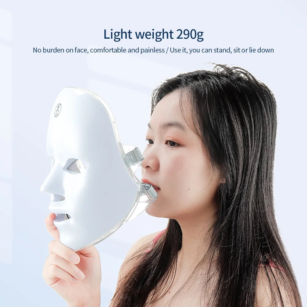 Rechargeable 7-Color LED Facial & Neck Beauty Massager – Skin Rejuvenation & Toning Device