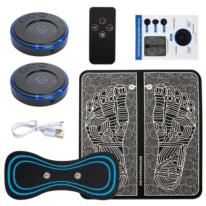 Electric EMS Foot Massager Pad – Muscle Stimulator Massage Mat, USB Rechargeable, for Foot Relaxation & Circulation Improvement