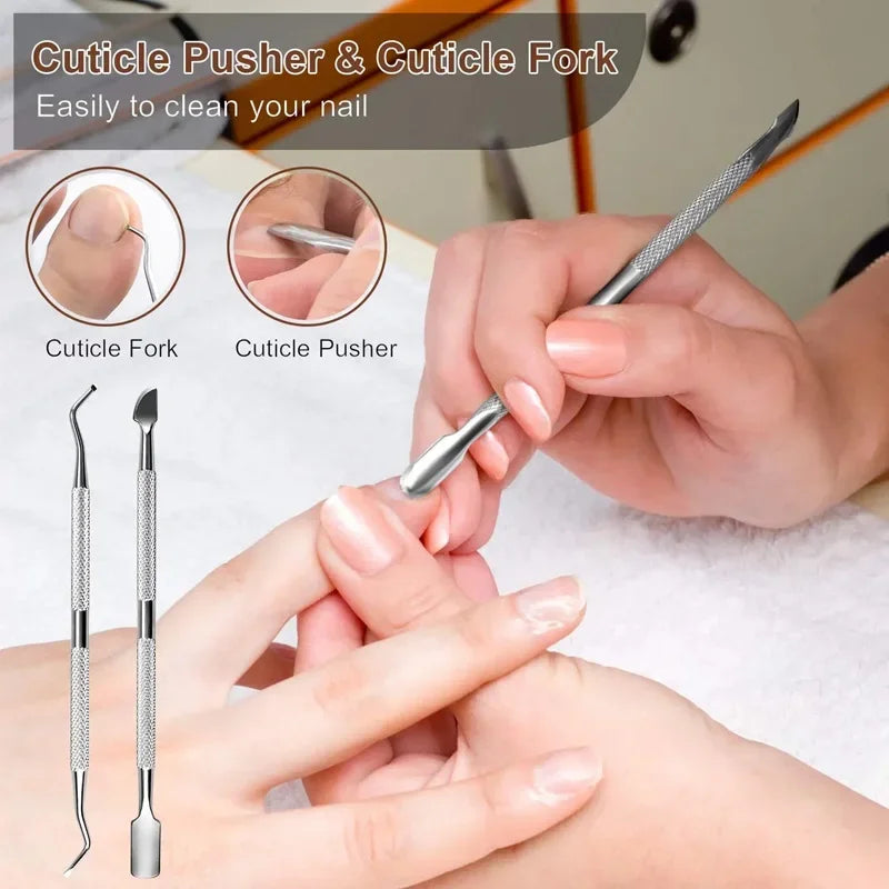 27PCS Pedicure & Manicure Foot Care Kit – Stainless Steel Tools for Callus Removal, Peeling, Exfoliating & Foot Scrubbing