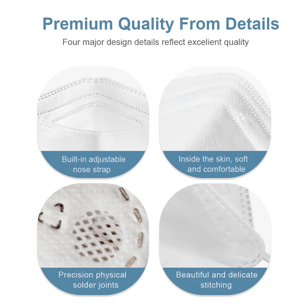 10–200pcs FFP2/KN95 Fish-Style Face Masks – Certified Protective Mascarillas, Multicolor, 5-Layer Filtration