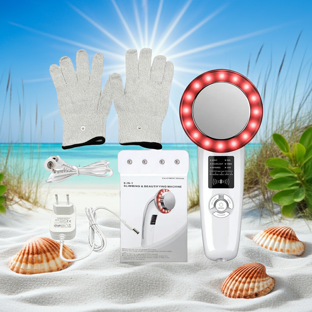 6-in-1 EMS Ultrasonic Body Slimming & Face Lifting Massager Machine – Infrared Therapy