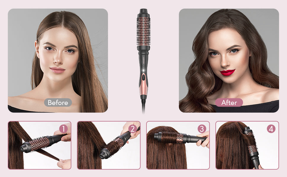 KIPOZI 5-in-1 Curling Iron Set Ceramic Hair Styler Hot Air Brush Dual Voltage