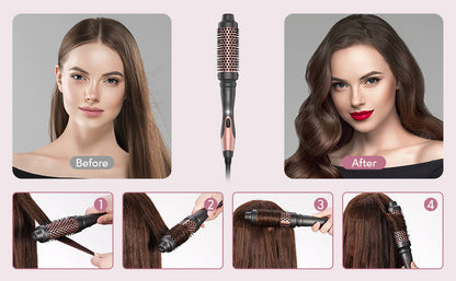 KIPOZI 5-in-1 Curling Iron Set Ceramic Hair Styler Hot Air Brush Dual Voltage