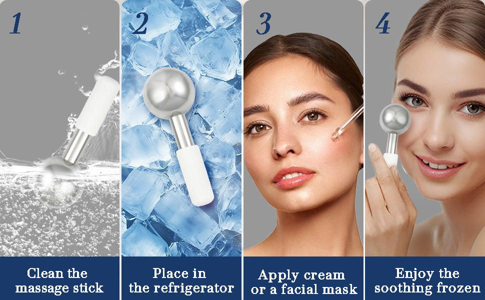 Stainless Steel Ice Globes for Face & Eyes – Cooling Facial Massagers for Puffiness & Relaxation