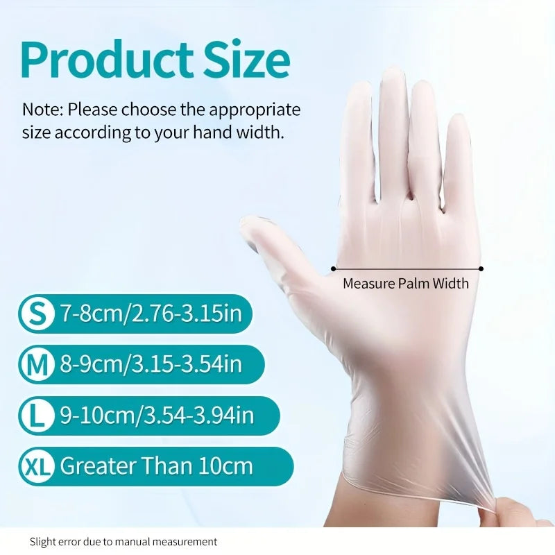 100/200/500 PCS Clear PVC Disposable Gloves Food Handling Cleaning Household Gloves