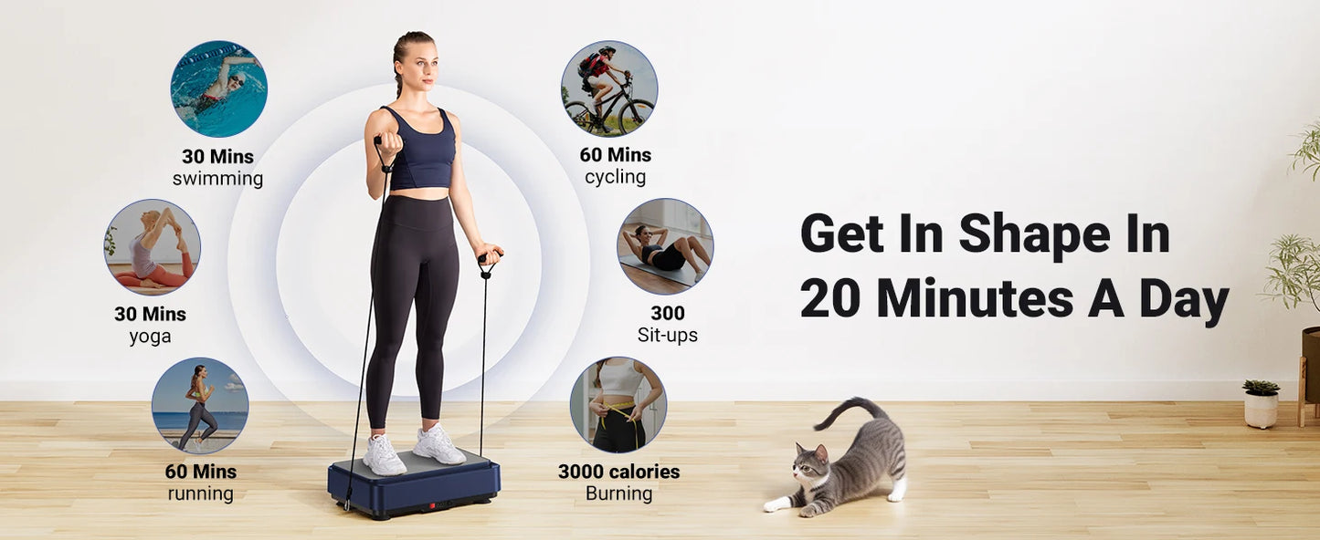 MERACH Vibration Plate Exercise Machine – Full Body Workout Platform for Lymphatic Drainage, Pain Relief, Better Sleep, Fat Burning & Weight Loss