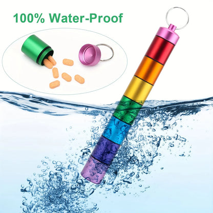 Portable Waterproof Pill Case Keychain Metal Pill Holder Mini Travel Storage Container