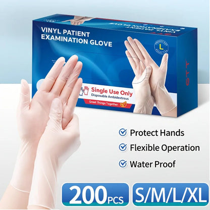 100/200/500 PCS Clear PVC Disposable Gloves Food Handling Cleaning Household Gloves