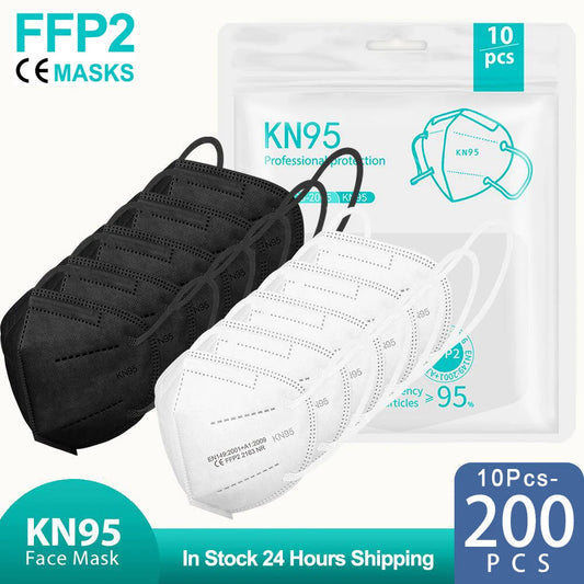 Multi-Color KN95 Face Masks 10/50/100/200 PCS – 5-Layer Protection