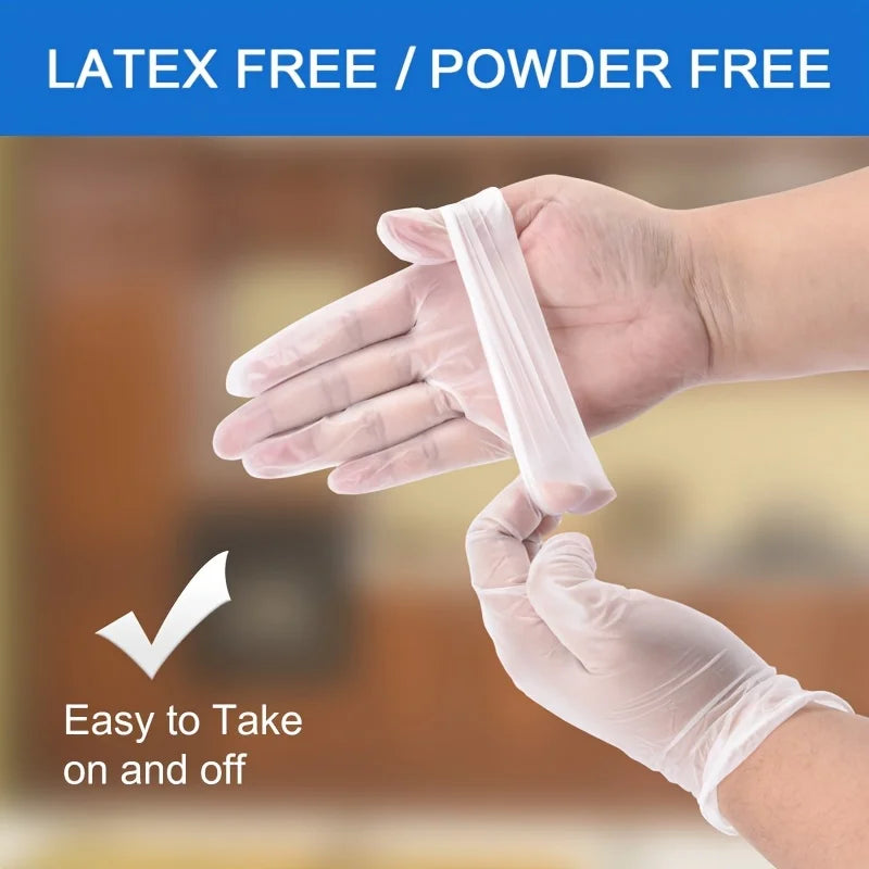 100/200/500 PCS Clear PVC Disposable Gloves Food Handling Cleaning Household Gloves