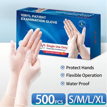 100/200/500 PCS Clear PVC Disposable Gloves Food Handling Cleaning Household Gloves