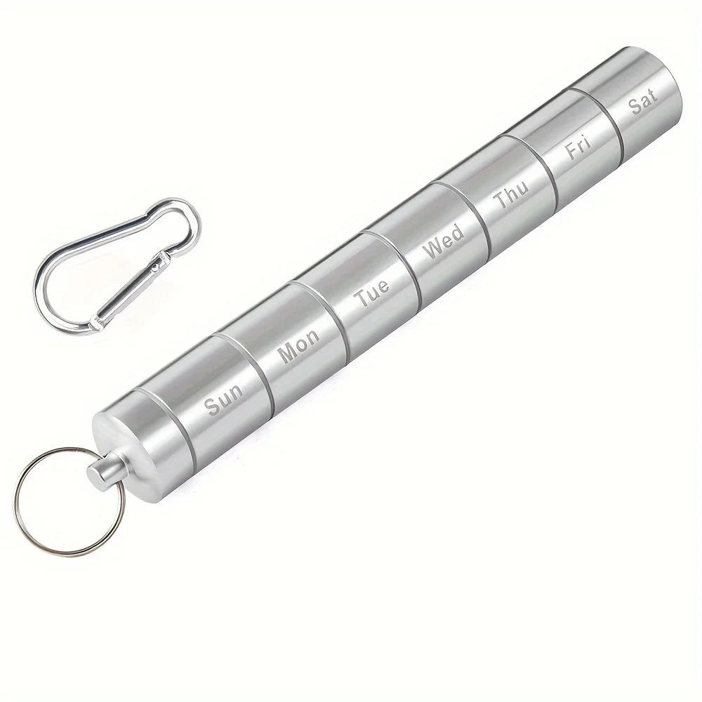 Portable Waterproof Pill Case Keychain Metal Pill Holder Mini Travel Storage Container
