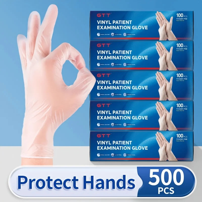 100/200/500 PCS Clear PVC Disposable Gloves Food Handling Cleaning Household Gloves