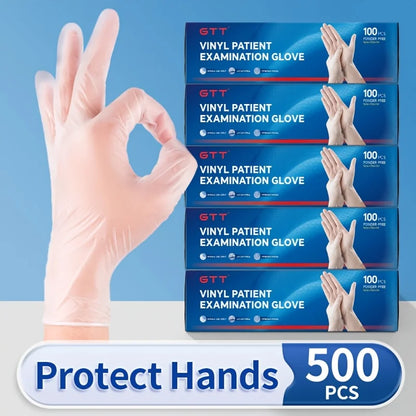 100/200/500 PCS Clear PVC Disposable Gloves Food Handling Cleaning Household Gloves