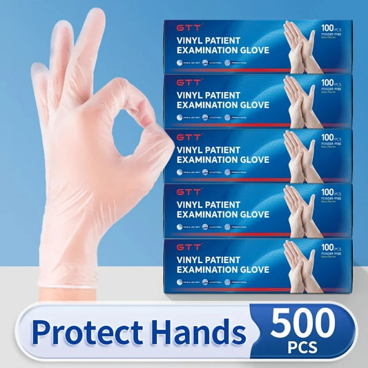 100/200/500 PCS Clear PVC Disposable Gloves Food Handling Cleaning Household Gloves