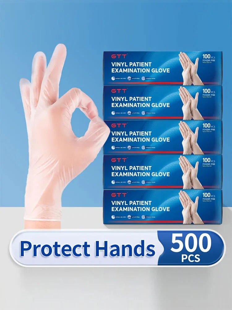 100/200/500 PCS Clear PVC Disposable Gloves Food Handling Cleaning Household Gloves