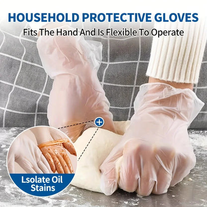 100/200/500 PCS Clear PVC Disposable Gloves Food Handling Cleaning Household Gloves