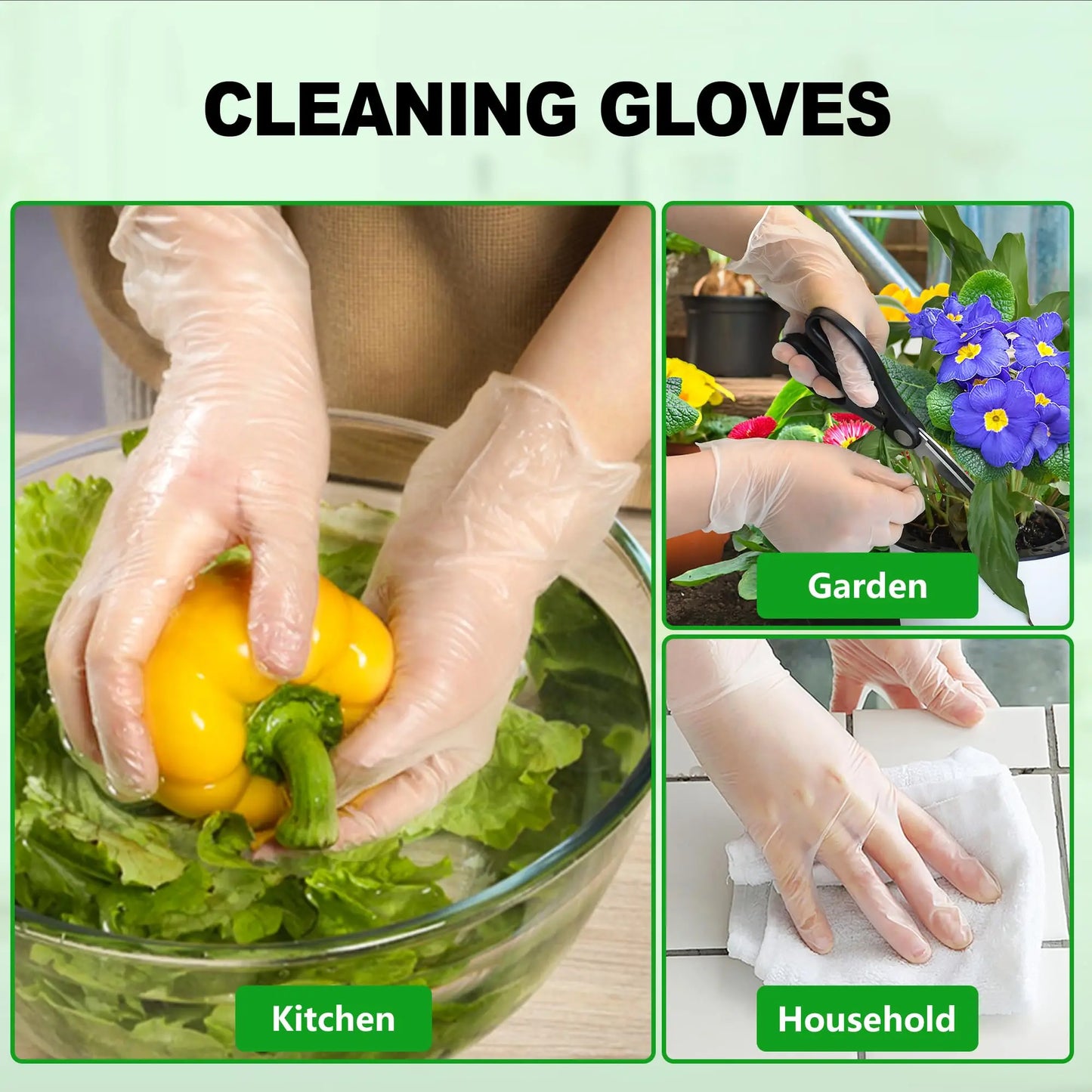100/200/500 PCS Clear PVC Disposable Gloves Food Handling Cleaning Household Gloves