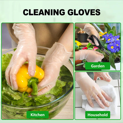 100/200/500 PCS Clear PVC Disposable Gloves Food Handling Cleaning Household Gloves