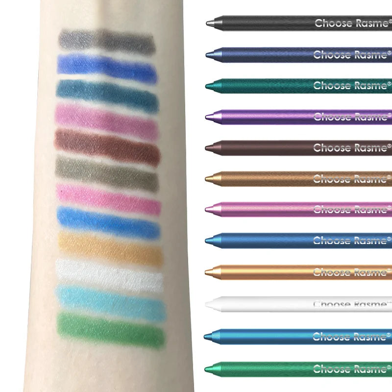 12-Color Glitter & Shimmer Eyeliner Pencil Set – Creamy Long-Wear Eye Makeup Sticks