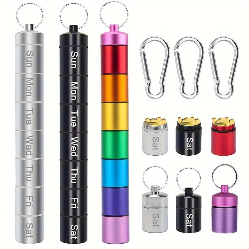 Portable Waterproof Pill Case Keychain Metal Pill Holder Mini Travel Storage Container