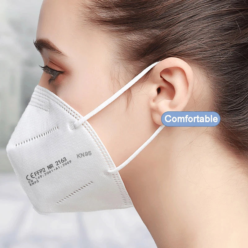 KN95 5-Layer Protective Face Masks 10–200 PCS Breathable Disposable Anti-Dust Masks Adult Multicolor
