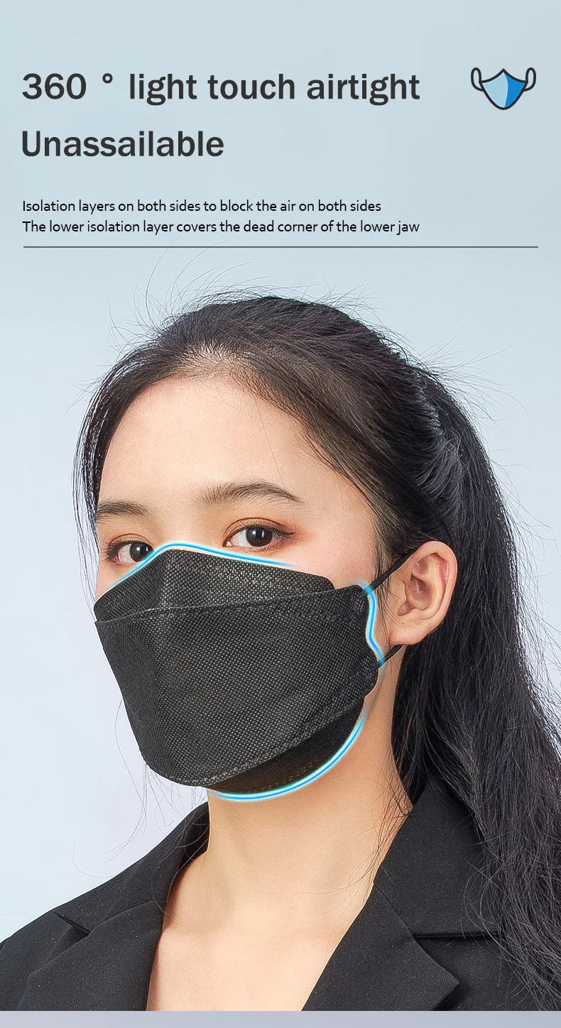 KN95 4-Layer Disposable Face Masks 10–200 PCS Breathable Protective Mask Adult Multi-Color Anti-Dust
