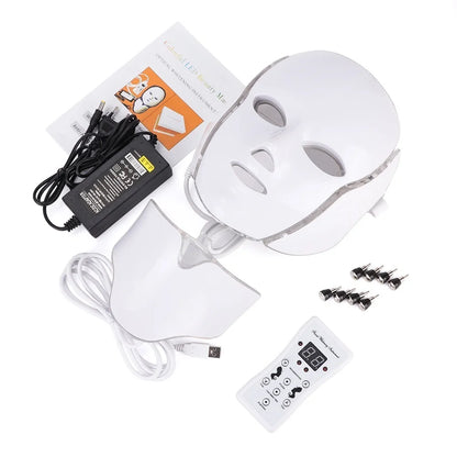 7-Color LED Face & Neck Light Therapy Mask – Electric Facial Skincare Mask with Remote Control