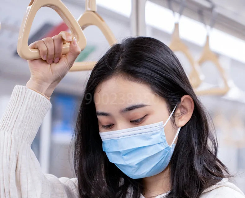 10–500 Pcs Disposable Blue Face Masks – 3-Layer Breathable Protective Masks for Adults with Melt-Blown Filter, Individually Packaged